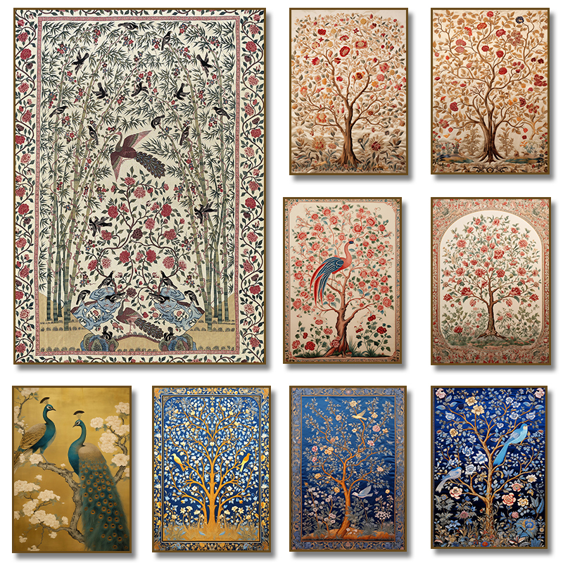Home Textiles Room Spray - Antique Indian Textile Birds Flowers Peacock