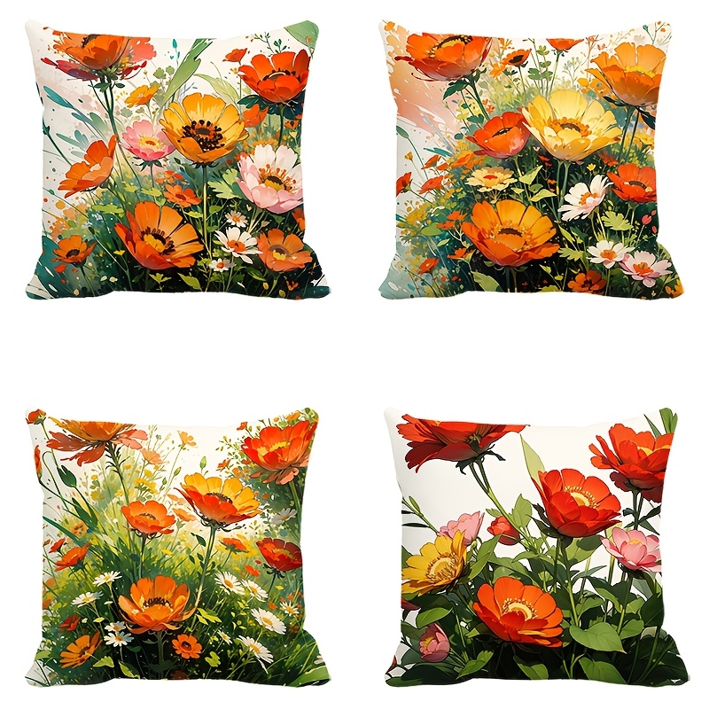 Pillow Covers Set of 4 Flower  - مراجعة Pillow Insert 18X18 وسعره