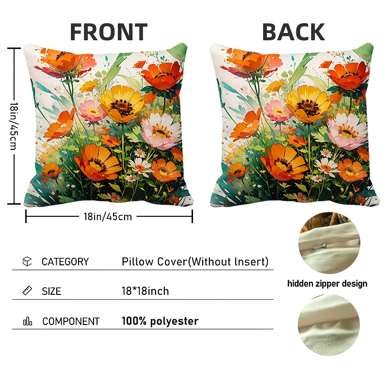 Pillow Covers Set of 4 Flower  - مراجعة Pillow Insert 18X18 وسعره