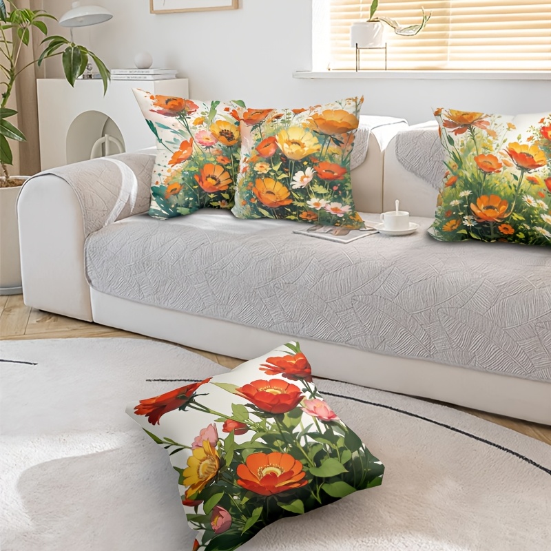 Pillow Covers Set of 4 Flower  - مراجعة Pillow Insert 18X18 وسعره
