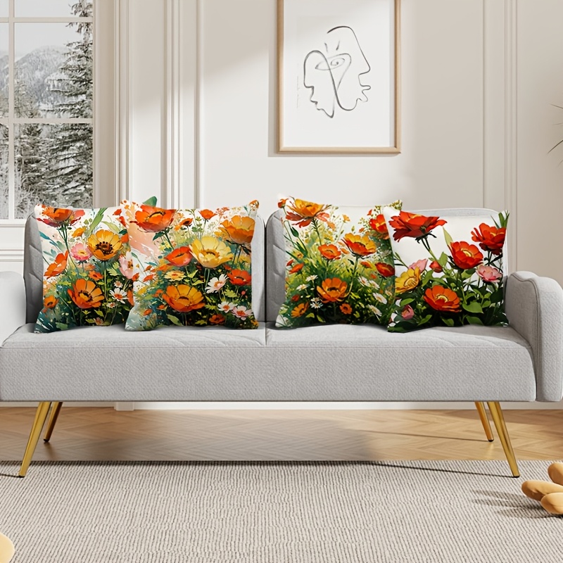 Pillow Covers Set of 4 Flower  - مراجعة Pillow Insert 18X18 وسعره