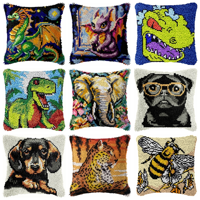 Dinosaur Latch Hook Pillow Kit - مراجعة Home.Textiles Cushion وسعره