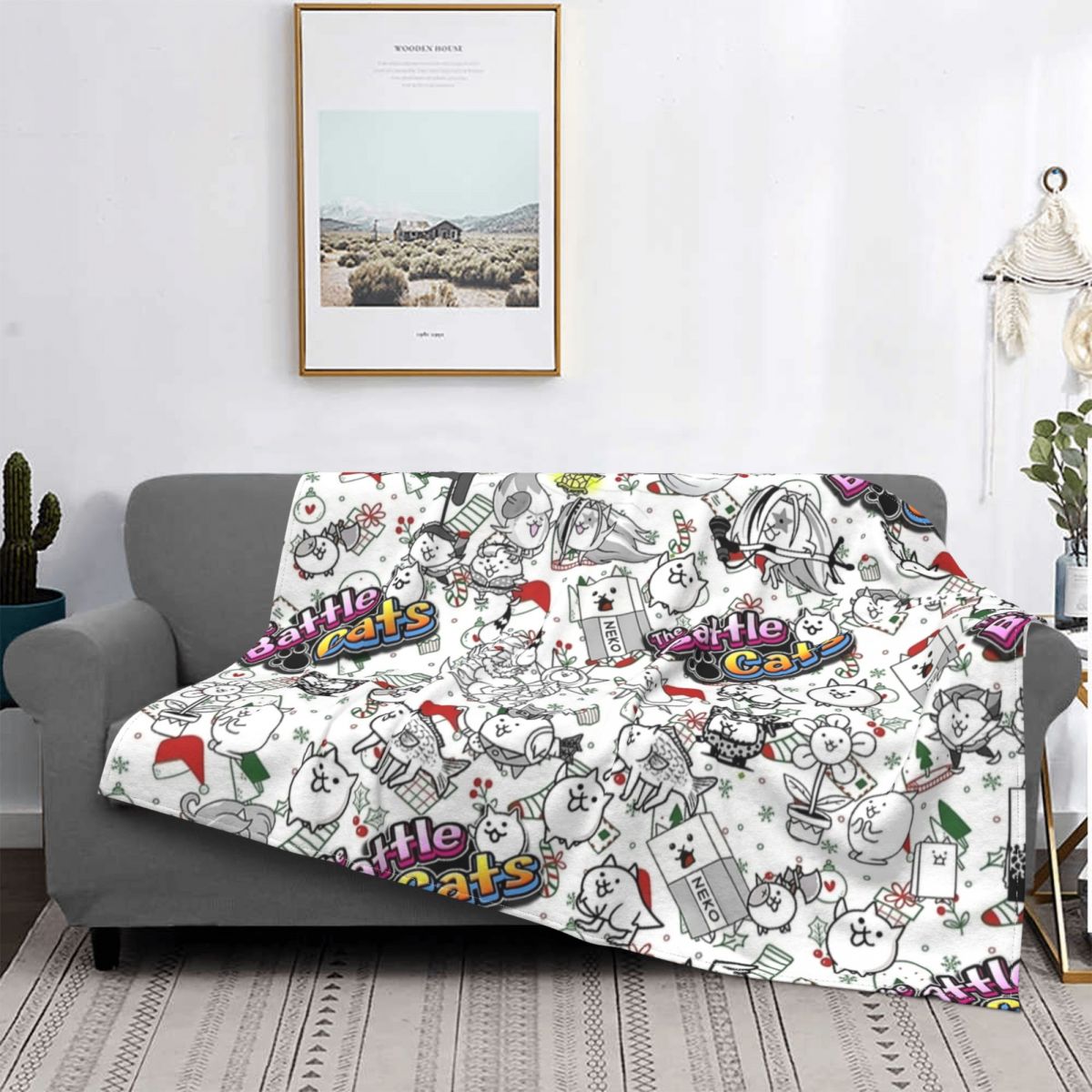 Battle Cats Game Blankets Flee - مراجعة Home Textiles Super Soft وسعره