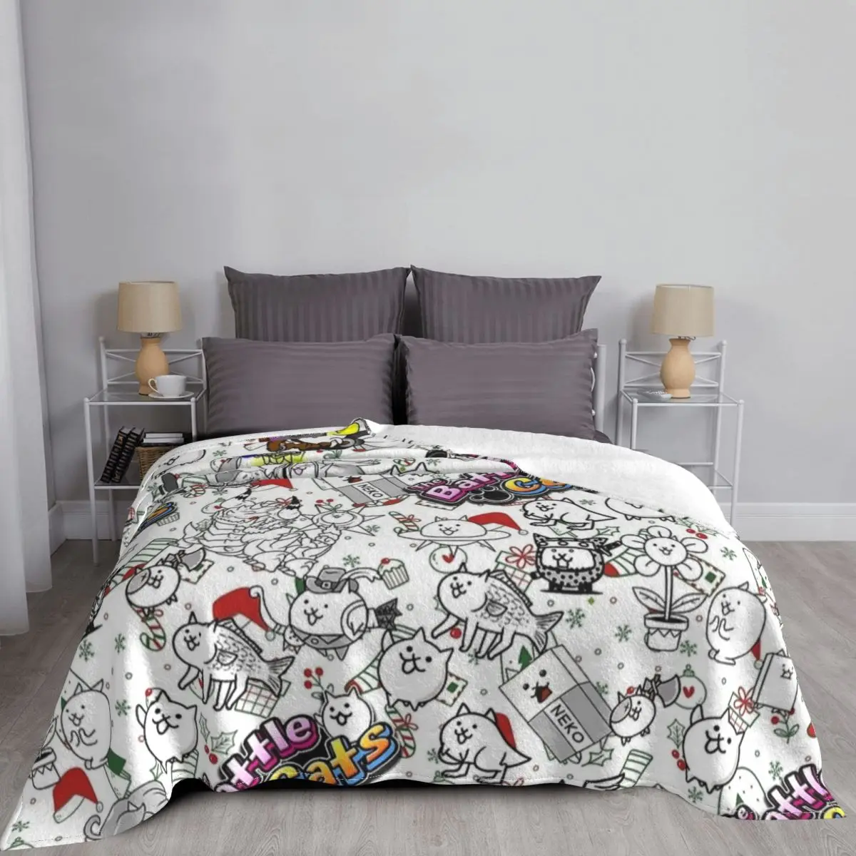 Battle Cats Game Blankets Flee - مراجعة Home Textiles Super Soft وسعره
