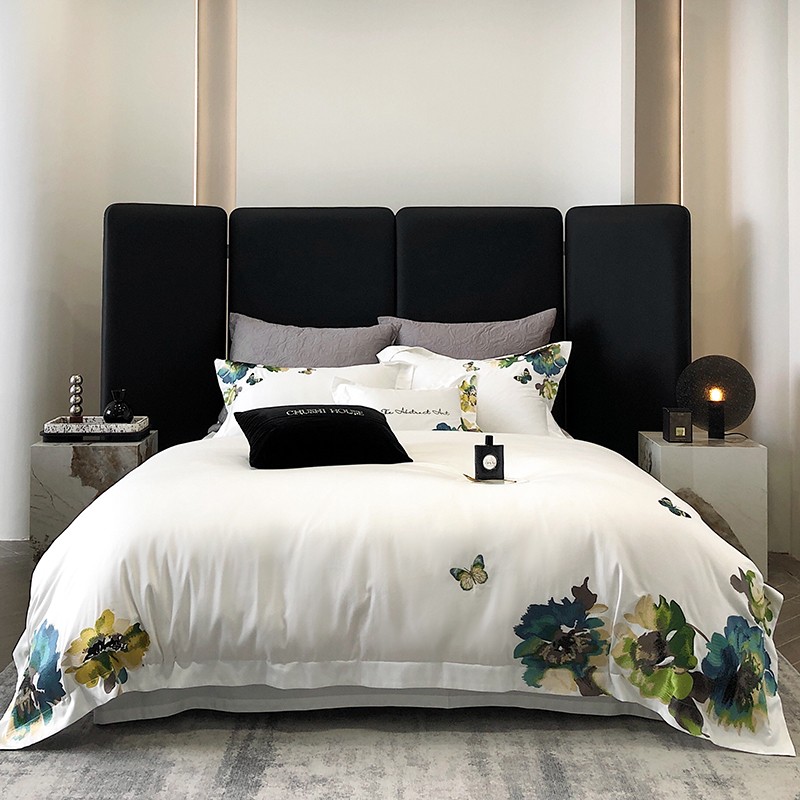 Embroidery White 800TC Egyptia - مراجعة Home Textiles Super Soft وسعره