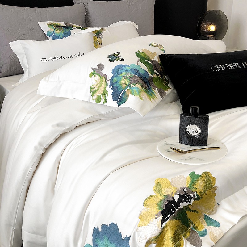 Embroidery White 800TC Egyptia - مراجعة Home Textiles Super Soft وسعره
