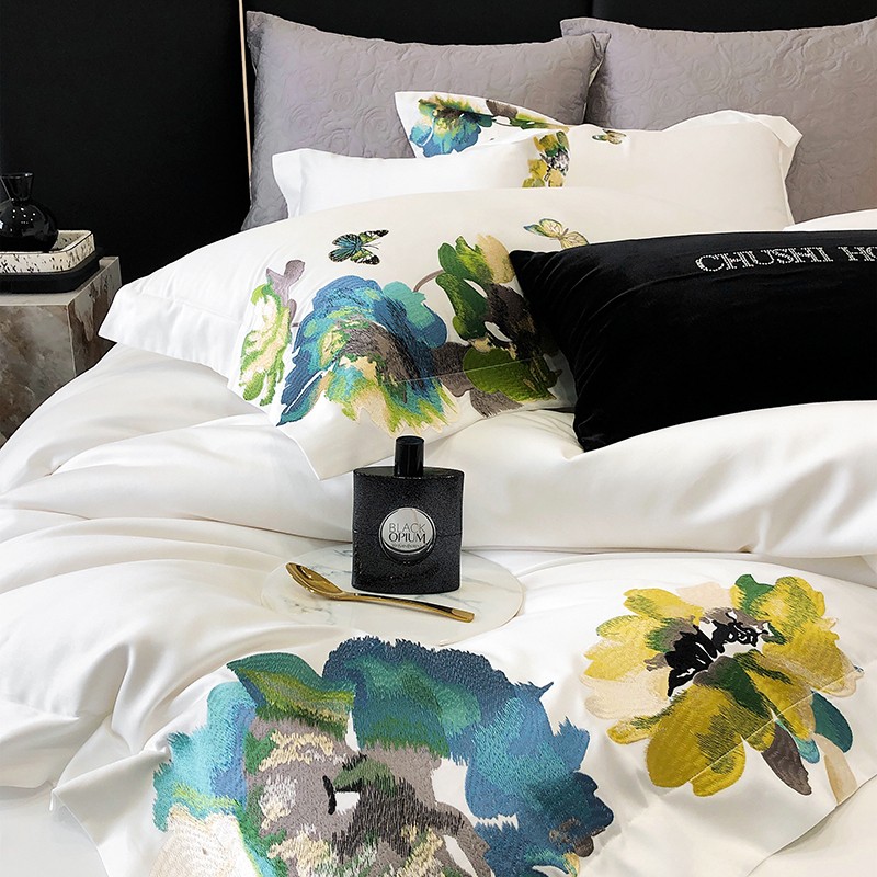 Embroidery White 800TC Egyptia - مراجعة Home Textiles Super Soft وسعره