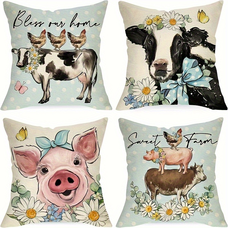 Pillow Covers Set of 4 Farm An - مراجعة Pillow Insert 18X18 وسعره