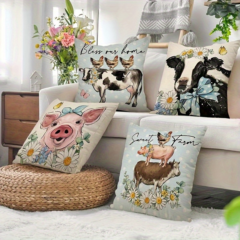 Pillow Covers Set of 4 Farm An - مراجعة Pillow Insert 18X18 وسعره