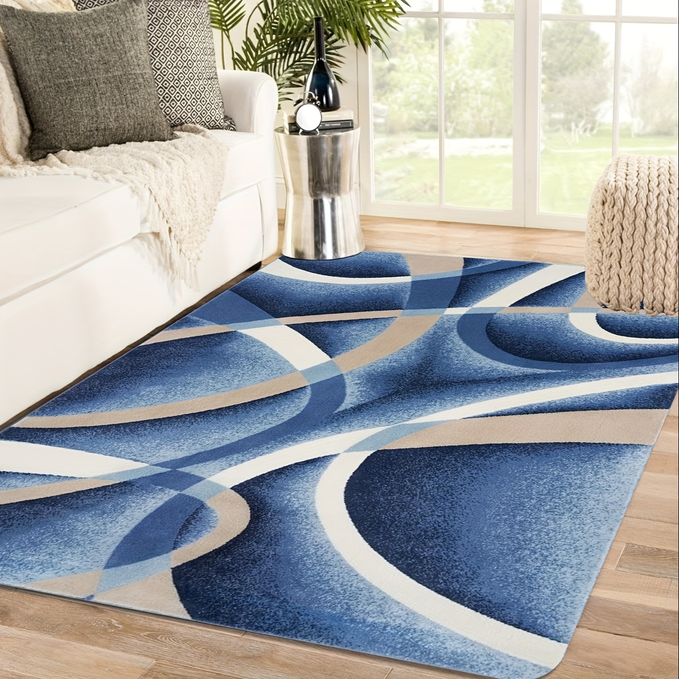 Persian Style Blue Modern Abst - مراجعة Home Textiles Super Soft وسعره