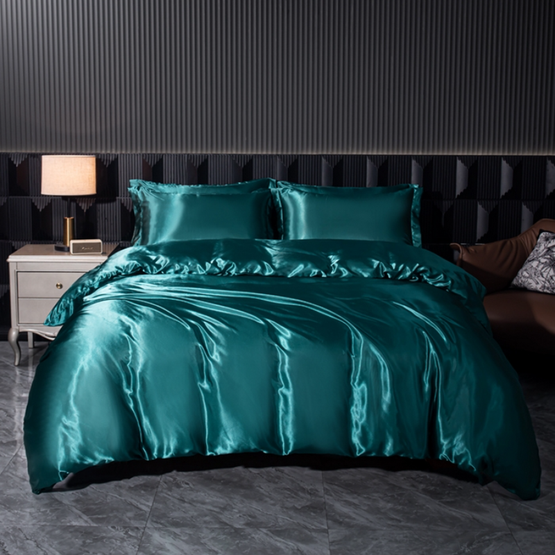 Solid Silk Bedding Set with Du - مراجعة Silk Sheet Set وسعره