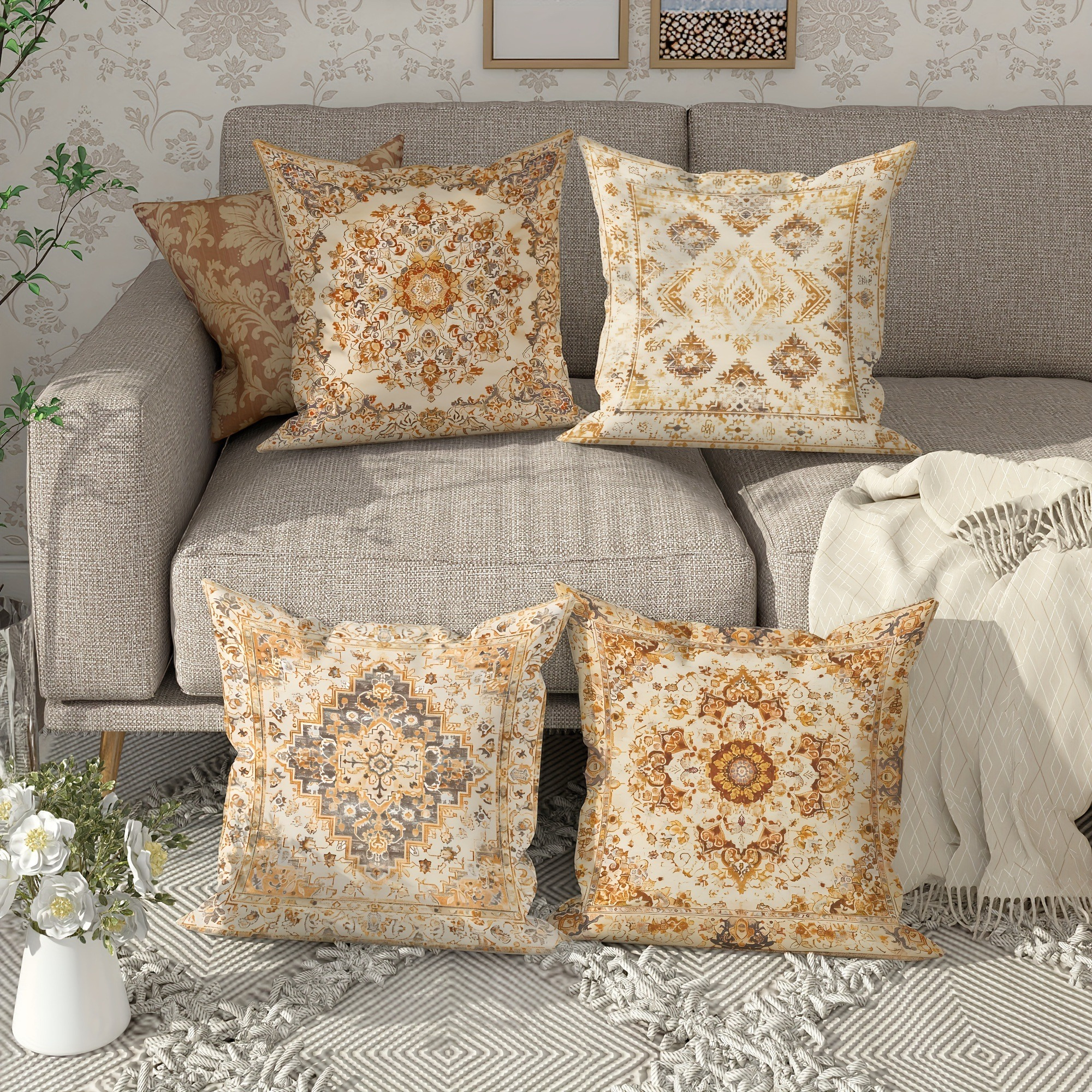 Pillow Covers Set of 4 Bohemia - مراجعة Pillow Insert 18X18 وسعره