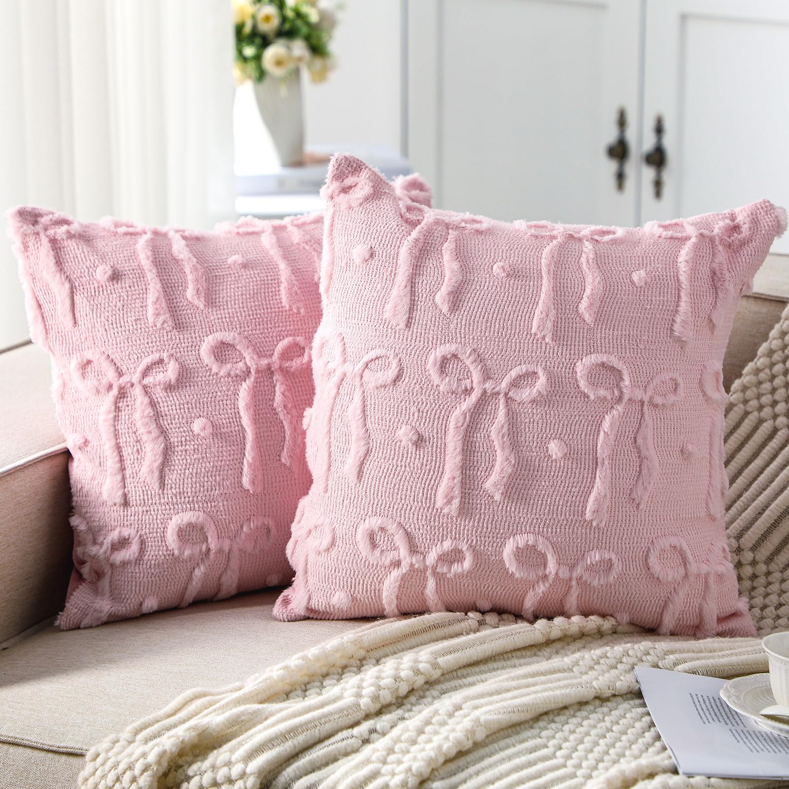 Pink Bow Throw Pillow Covers 1 - مراجعة Pillow Insert 18X18 وسعره