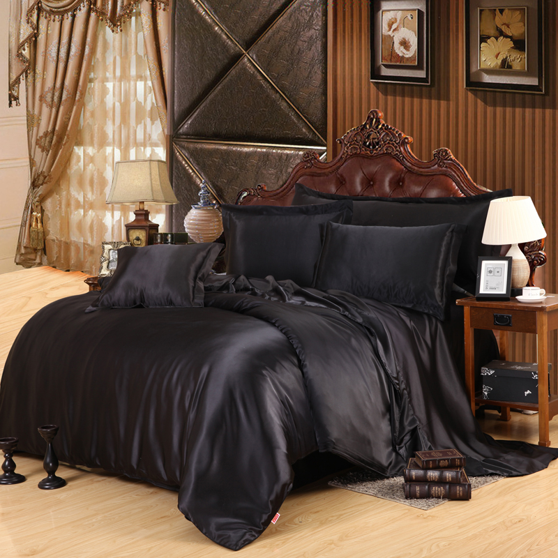 Satin Black Bedding Set With D - مراجعة Silk Sheet Set وسعره